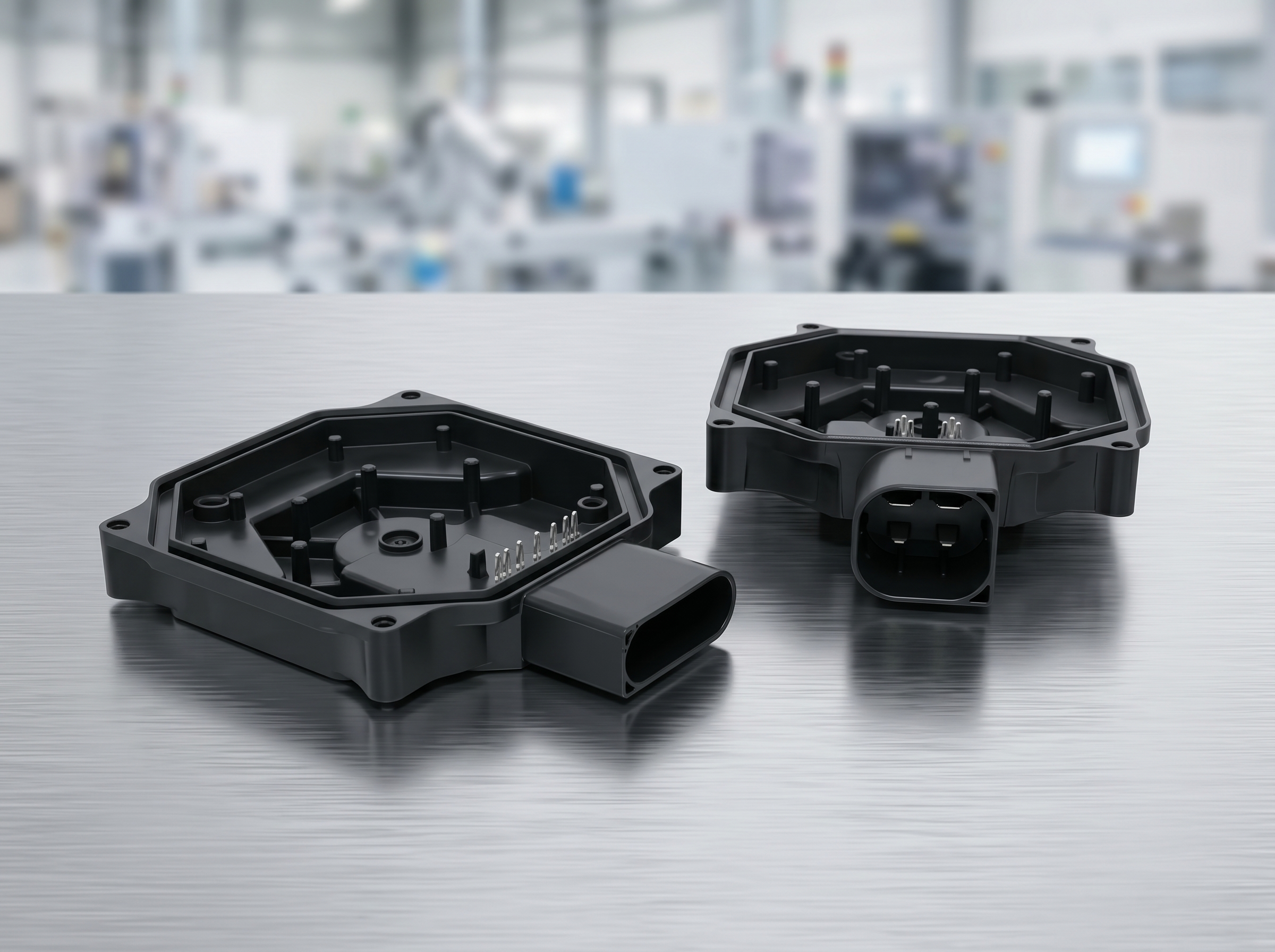 Geprüfte Elektronik-Baugruppen – ECU-Gehäuse mit Steckeranschluss und Kontakten